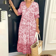 Load image into Gallery viewer, V Neck Floral Print Dress