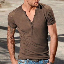Load image into Gallery viewer, Men's Plain Henley Vacation T-shirt