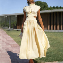 Load image into Gallery viewer, Cutout Waist Pocketed Vacation Midi Dress