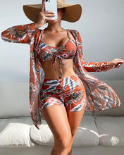Load image into Gallery viewer, Three-Piece Printed Bikini Swimsuit