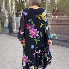 Load image into Gallery viewer, Floral Long Sleeve Black Dress