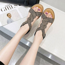 Load image into Gallery viewer, Anti-Skid Soft Sole Rhinestone Wedge Heel Shoes