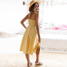 Load image into Gallery viewer, Strap Knitted Front Cutout Button Dress