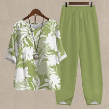 Load image into Gallery viewer, Women's Two Piece Outfits Floral Crewneck Suit