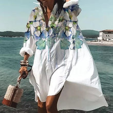 Load image into Gallery viewer, Women's Long Sleeve V-Neck Shirt Dress