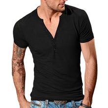 Load image into Gallery viewer, Men's Plain Henley Vacation T-shirt