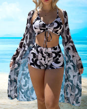Load image into Gallery viewer, Three-Piece Printed Bikini Swimsuit