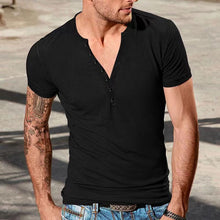 Load image into Gallery viewer, Men's Plain Henley Vacation T-shirt