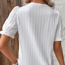 Load image into Gallery viewer, V Neck Plain Lace Elegant Shirt