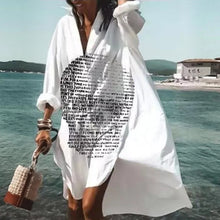 Load image into Gallery viewer, Women's Long Sleeve V-Neck Shirt Dress