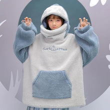 Load image into Gallery viewer, Shark Embroidery Zipper Letter Plush Hoodie