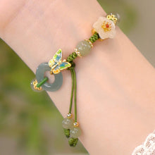 Load image into Gallery viewer, Butterfly Natural Emerald Jade Stone Bracelet