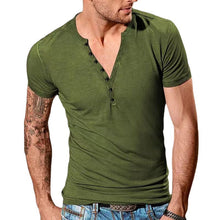 Load image into Gallery viewer, Men's Plain Henley Vacation T-shirt