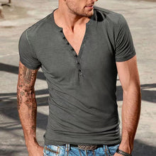 Load image into Gallery viewer, Men's Plain Henley Vacation T-shirt