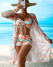 Load image into Gallery viewer, Three-Piece Printed Bikini Swimsuit