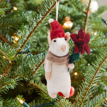 Load image into Gallery viewer, Flower Mouse Felt Ornament