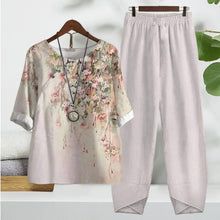 Load image into Gallery viewer, Women's Two Piece Outfits Floral Crewneck Suit