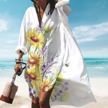 Load image into Gallery viewer, Women's Long Sleeve V-Neck Shirt Dress