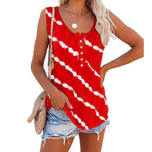 Load image into Gallery viewer, Women's Diagonal Stripe Button Crew Neck Tank Top