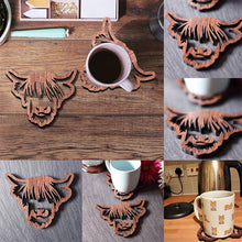 Load image into Gallery viewer, Wooden Highland Cow Coasters