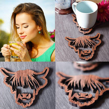 Load image into Gallery viewer, Wooden Highland Cow Coasters