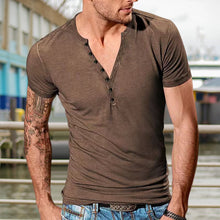 Load image into Gallery viewer, Men's Plain Henley Vacation T-shirt