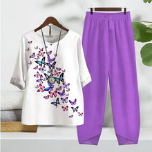 Load image into Gallery viewer, Women's Two Piece Outfits Floral Crewneck Suit