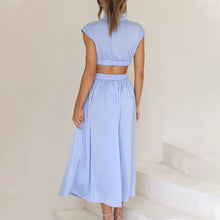 Load image into Gallery viewer, Cutout Waist Pocketed Vacation Midi Dress