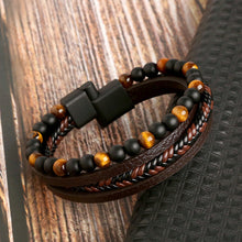 Load image into Gallery viewer, Natural Obsidian Magnetic Buckle Bracelet