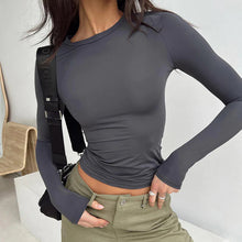 Load image into Gallery viewer, Women's Long Sleeve T Shirts Crew Neck Slim Fit Tops