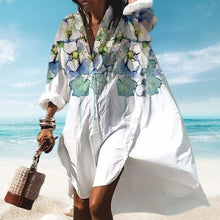 Load image into Gallery viewer, Women's Long Sleeve V-Neck Shirt Dress