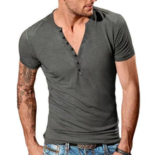 Load image into Gallery viewer, Men's Plain Henley Vacation T-shirt