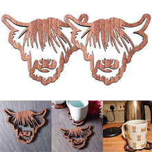 Load image into Gallery viewer, Wooden Highland Cow Coasters
