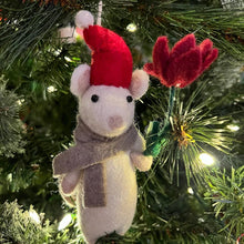Load image into Gallery viewer, Flower Mouse Felt Ornament