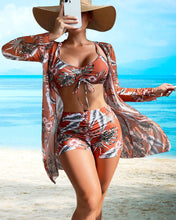 Load image into Gallery viewer, Three-Piece Printed Bikini Swimsuit