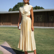 Load image into Gallery viewer, Cutout Waist Pocketed Vacation Midi Dress