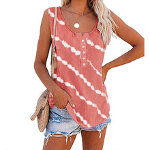 Load image into Gallery viewer, Women's Diagonal Stripe Button Crew Neck Tank Top