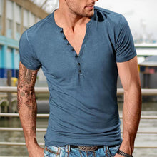 Load image into Gallery viewer, Men's Plain Henley Vacation T-shirt