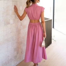 Load image into Gallery viewer, Cutout Waist Pocketed Vacation Midi Dress