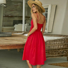 Load image into Gallery viewer, Strap Knitted Front Cutout Button Dress