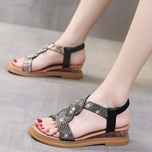 Load image into Gallery viewer, Anti-Skid Soft Sole Rhinestone Wedge Heel Shoes