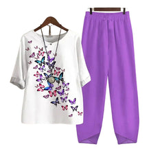 Load image into Gallery viewer, Women's Two Piece Outfits Floral Crewneck Suit