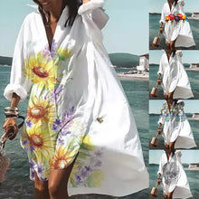 Load image into Gallery viewer, Women's Long Sleeve V-Neck Shirt Dress