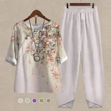 Load image into Gallery viewer, Women's Two Piece Outfits Floral Crewneck Suit