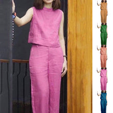 Load image into Gallery viewer, Solid Color Sleeveless Casual Suit