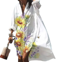 Load image into Gallery viewer, Women's Long Sleeve V-Neck Shirt Dress