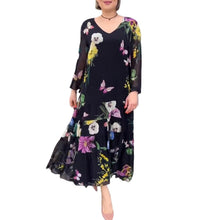 Load image into Gallery viewer, Floral Long Sleeve Black Dress