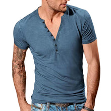 Load image into Gallery viewer, Men's Plain Henley Vacation T-shirt