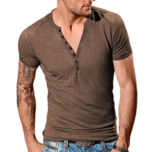 Load image into Gallery viewer, Men's Plain Henley Vacation T-shirt