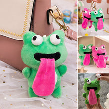Load image into Gallery viewer, Cute Plush Sticking Out Tongue Frog Keychain